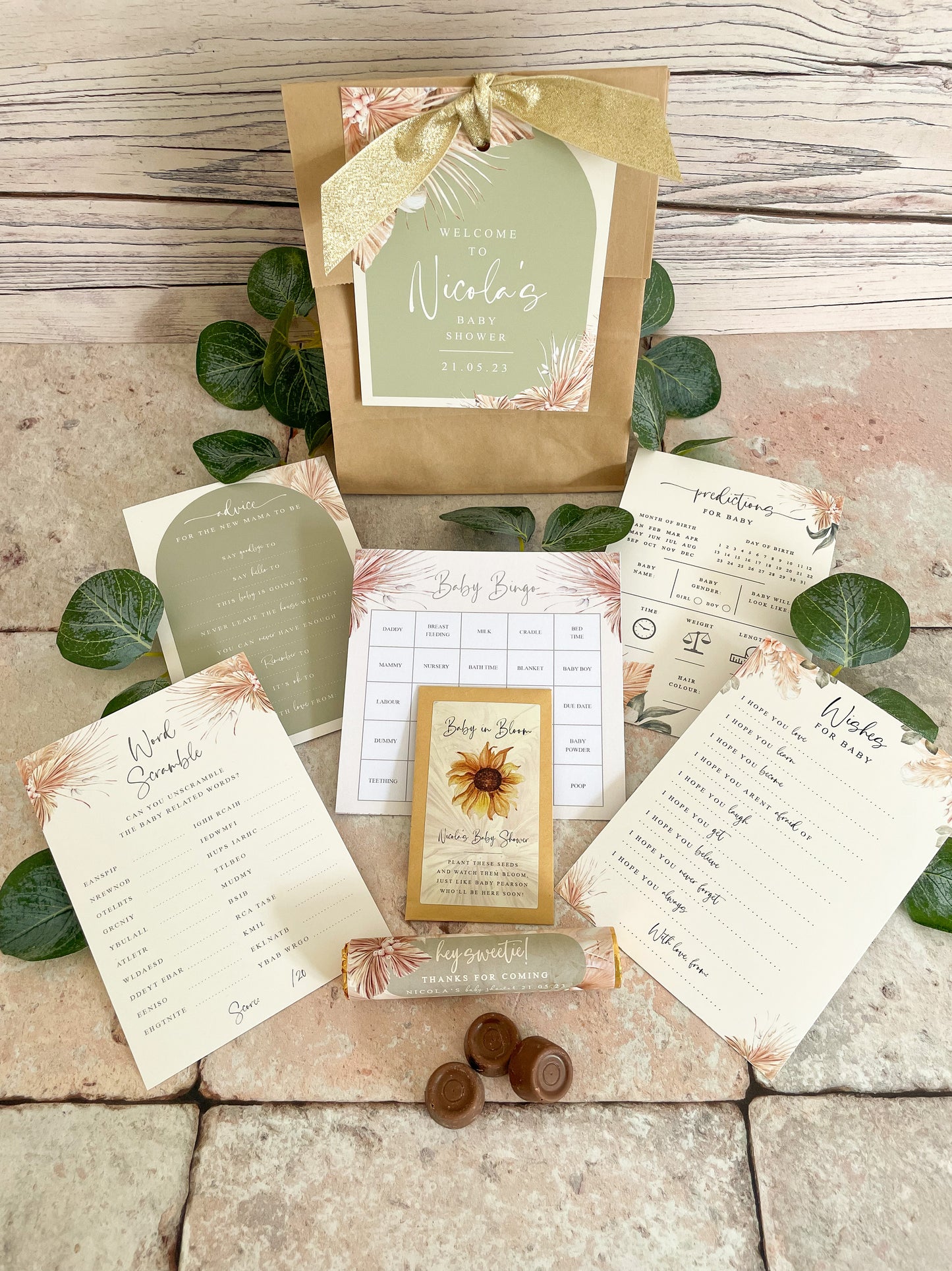 Sage Green & Pampas Baby Shower Package