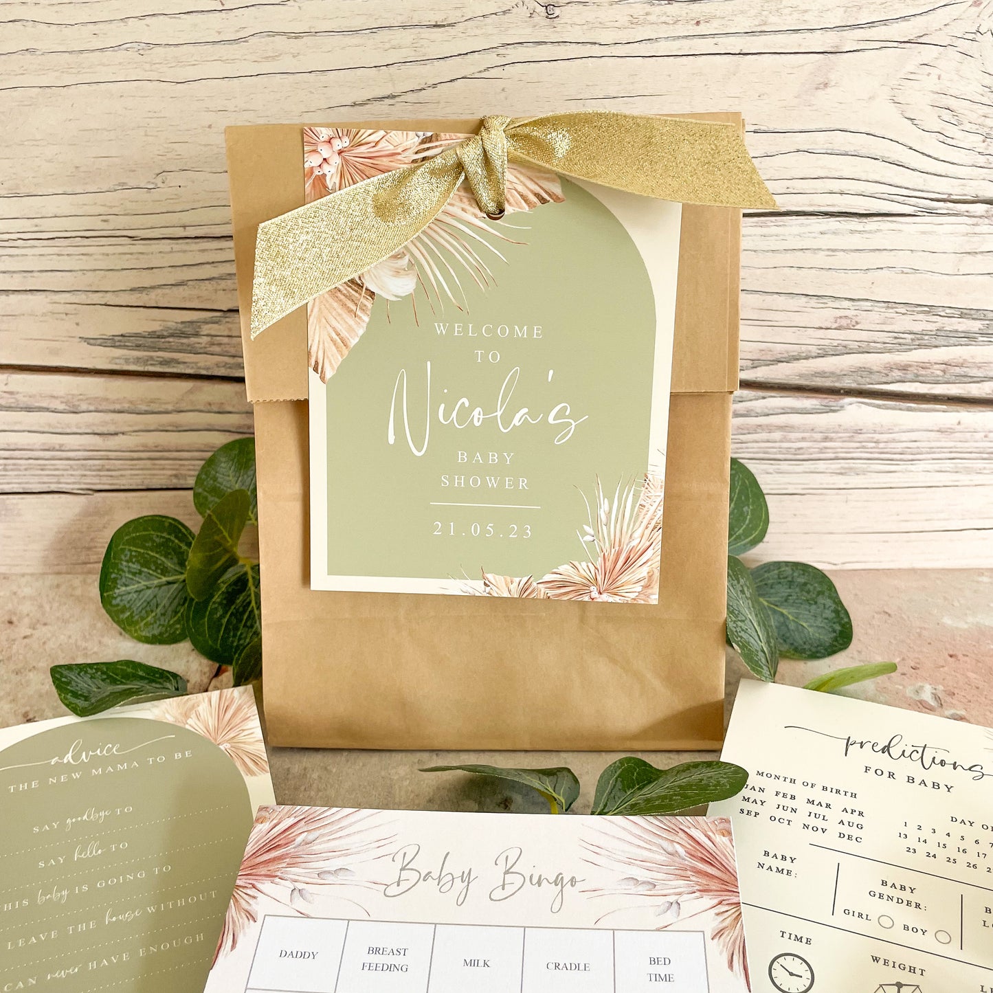 Sage Green & Pampas Baby Shower Package
